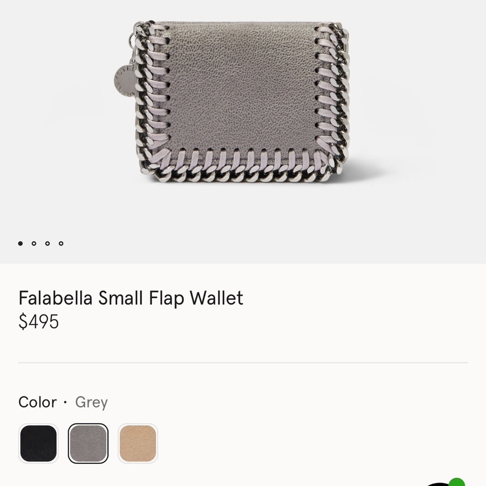 NWT Stella McCartney Falabella Chain Trim Wallet in Grey